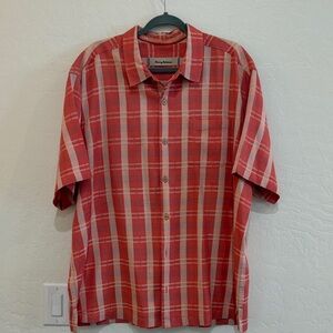 Tommy Bahama Red and White Plaid Men's Shirt